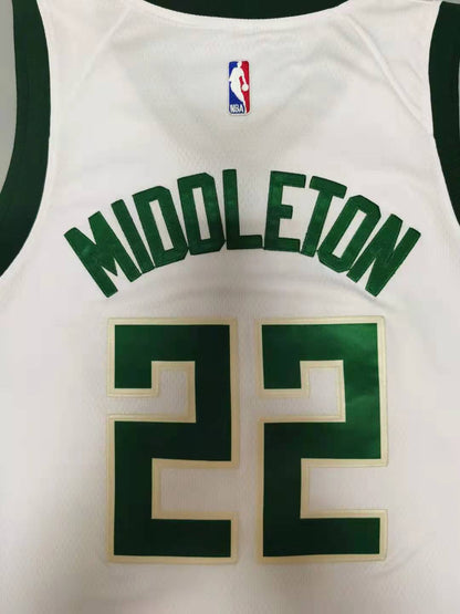 Men's Milwaukee Bucks Khris Middleton Fanatics Branded White Fast Break Jersey1