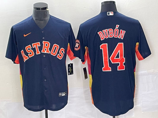 Men's Houston Astros Mauricio Dubon #14 Navy Alternate Replica Player Name Jersey1