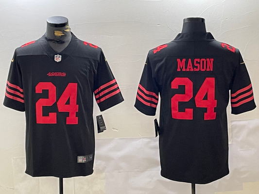 Men's San Francisco 49ers Jordan Mason #24 Black Player Game Jersey1
