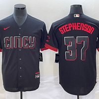 Men's Cincinnati Reds Tyler Stephenson #37 Black 2023 City Connect Replica Player Jersey1