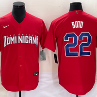 Men's 2023 World Baseball Classic #22 Juan Soto Dominican Republic Red Jersey1
