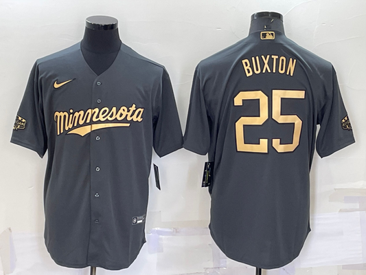 Men's Minnesota Twins Byron Buxton #25 Gray Replica Player Jersey1