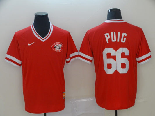 Men's Cincinnati Reds Yasiel Puig #66 Red Stitched Jersey1