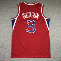 Men's Philadelphia 76ers Allen Iverson Red Hardwood Classics Authentic Jersey1