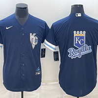 Men's Kansas City Royals Navy Alternate Replica Team Logo Jersey1