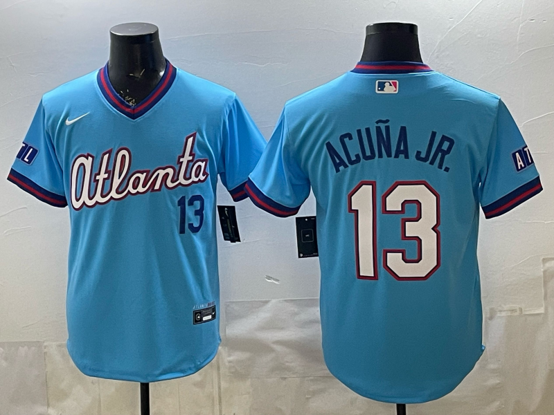 Men's Atlanta Braves Ronald Acuna Jr. #13 Powder Blue 2026 City Connect Stadium Jersey