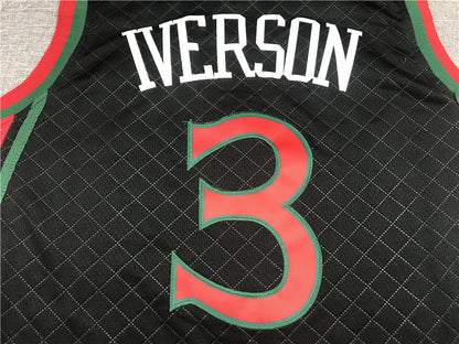 Men's Philadelphia 76ers Allen Iverson Black 1996-97 Hardwood Classics Jersey1