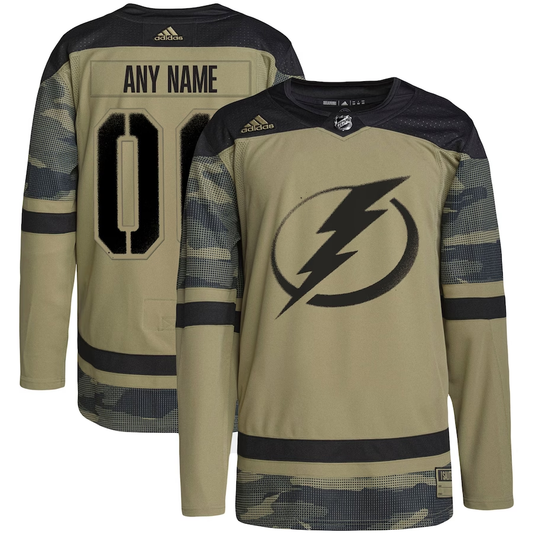 Men's Tampa Bay Lightning Camo Military Appreciation Team Authentic Custom Practice Jersey1