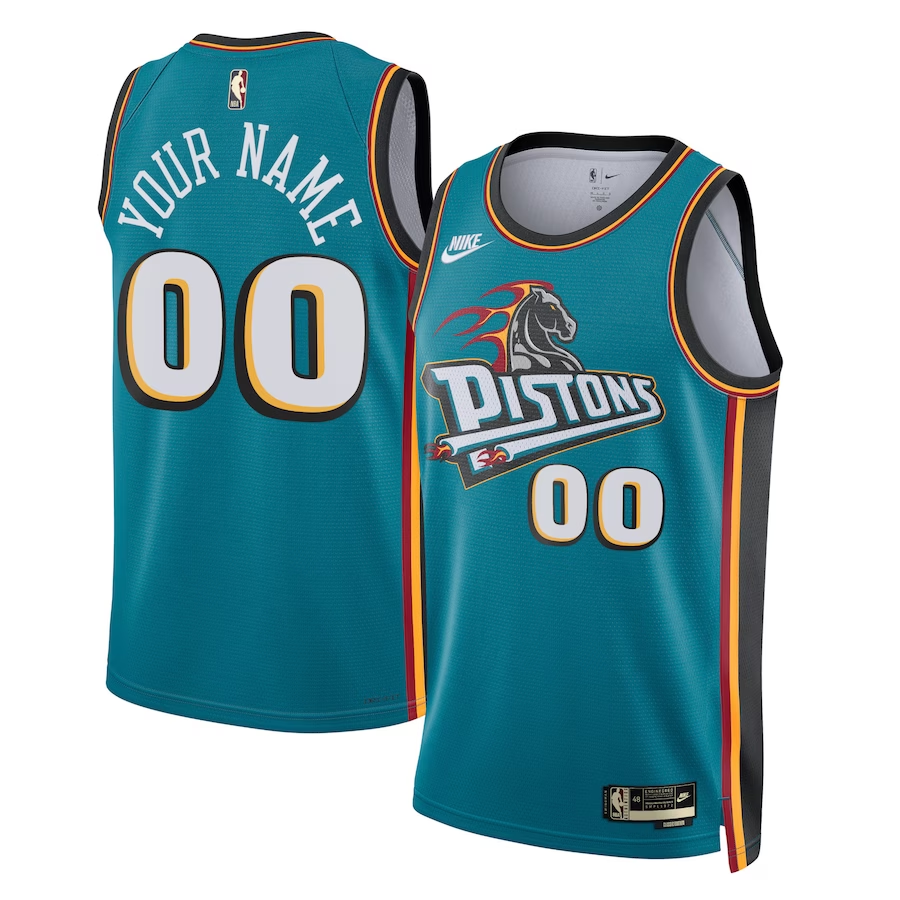 Detroit Pistons Teal 2022-23 Custom Swingman Jersey Classic Edition - JerseysFreak