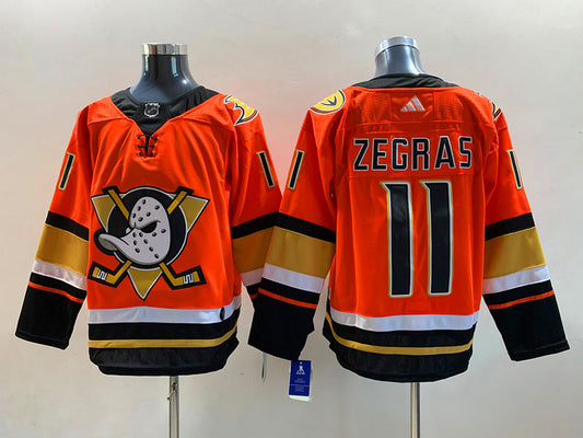 Men's Anaheim Ducks Trevor Zegras #11 Orange Breakaway Player Jersey1