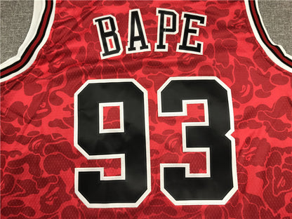 Men's Chicago Bulls Bape #93 Red 1997-98 Hardwood Classics Authentic Jersey1