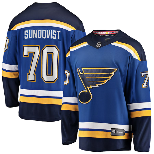 Men's St. Louis Blues Oskar Sundqvist #70 Blue Home Breakaway Player Jersey1