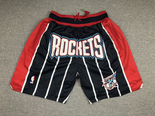 Men's Houston Rockets Black 1995-96 Hardwood Classics Basketball Shorts1
