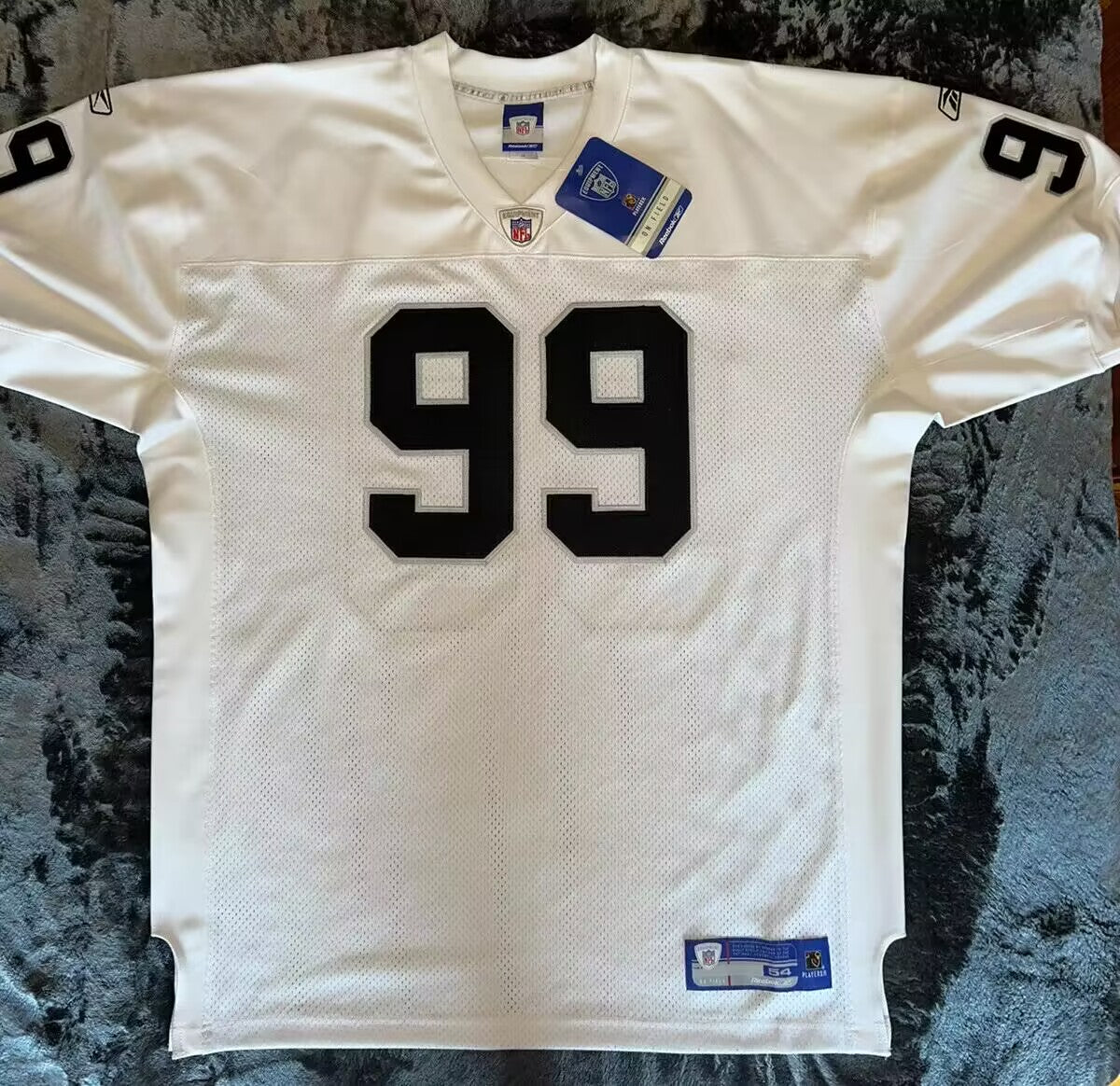 Men's Oakland Raiders Warren Sapp Mitchell & Ness White Legacy Replica Jersey1