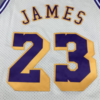 Men's Los Angeles Lakers LeBron James #23 Cream Hardwood Classics Swingman Jersey1