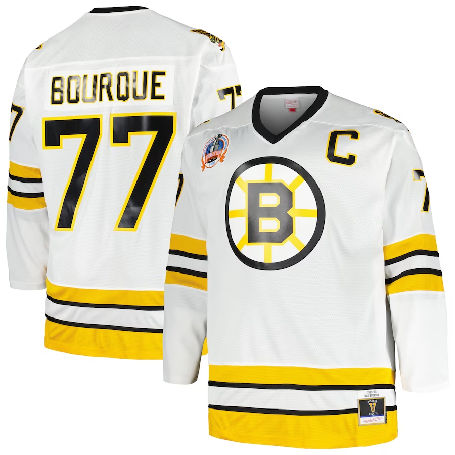 Men's Boston Bruins Ray Bourque #77 White Replica Player Jersey1
