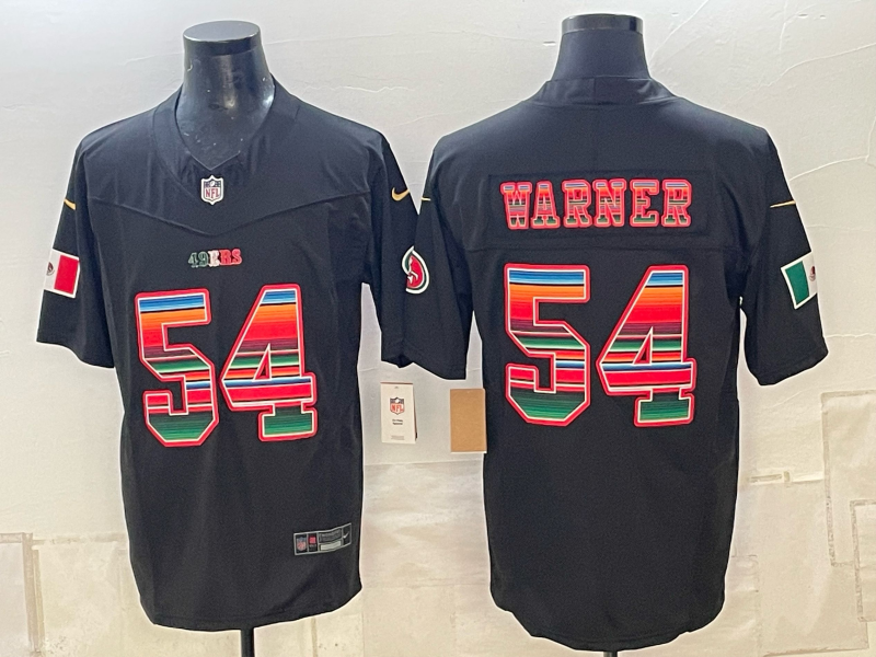 Men's San Francisco 49ers Fred Warner #54 Black Team Game Jersey
