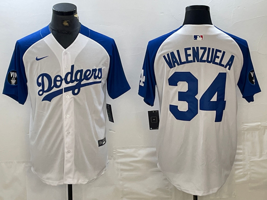 Men's Los Angeles Dodgers Fernando Valenzuela #34 White Limited Jersey1