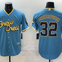 Men's Milwaukee Brewers Jacob Misiorowski #32 Powder Blue City Connect Replica Player Jersey