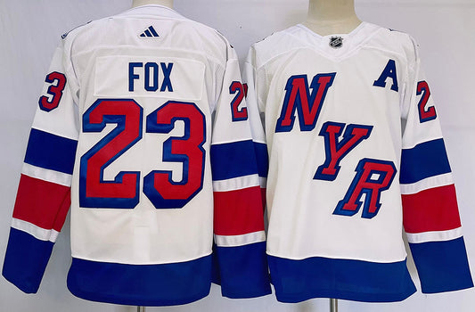 Men's New York Rangers Adam Fox #23 White Player Game Jersey1