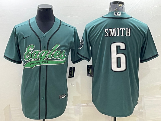 Men's Philadelphia Eagles DeVonta Smith #6 Midnight Green Game Jersey1 Joint Edition