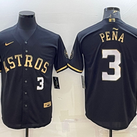 Men's Houston Astros Jeremy Pena #3 Black Replica Authentic Jersey1