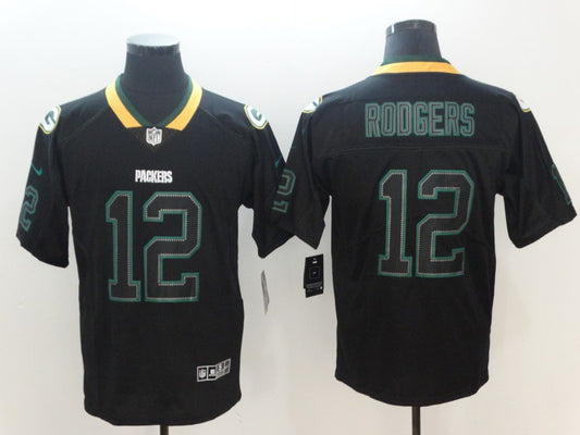 Men's Green Bay Packers Aaron Rodgers #12 Black Player Jersey1