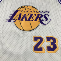 Men's Los Angeles Lakers LeBron James #23 Cream Hardwood Classics Swingman Jersey1