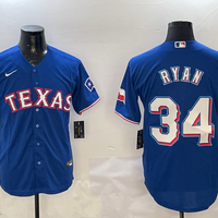 Men's Texas Rangers Nolan Ryan #34 Royal Replica Player Jersey1