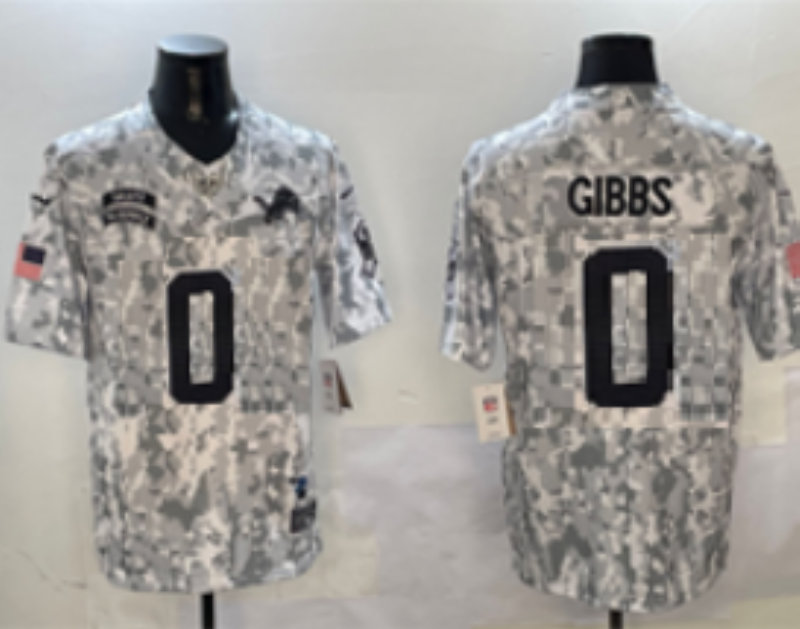 Men's Detroit Lions Jahmyr Gibbs #0 Arctic Camo 2024 Salute to Service Limited Jersey