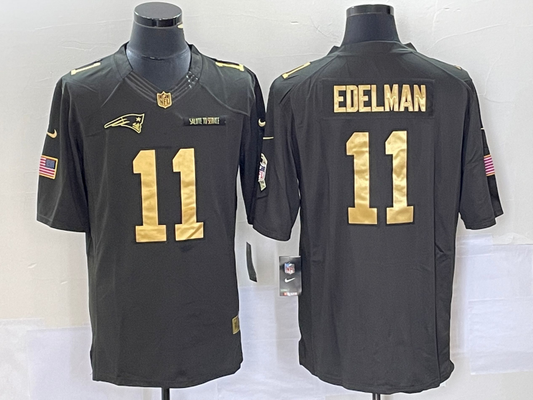 Men's New England Patriots Julian Edelman #11 Black Player Jersey1