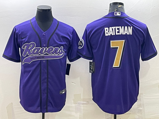 Men's Baltimore Ravens Rashod Bateman #7 Purple Player Jersey1 Joint Edition