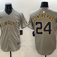 Men's Milwaukee Brewers William Contreras #24 Grey Replica Player Jersey