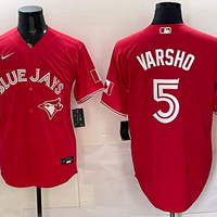 Men's Toronto Blue Jays Daulton Varsho #5 Red Canada Day Replica Jersey