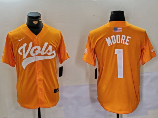 Men's Tennessee Volunteers Christian Moore #1 Orange Game Jersey