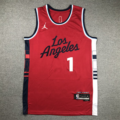 Men's LA Clippers James Harden #1 Red Swingman Player Jersey1