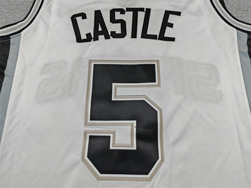 Men's San Antonio Spurs Stephon Castle #5 White Swingman Jersey - Association Edition