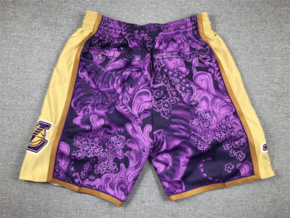 Men's Los Angeles Lakers Purple Year of the Tiger Edition Pocket Shorts1