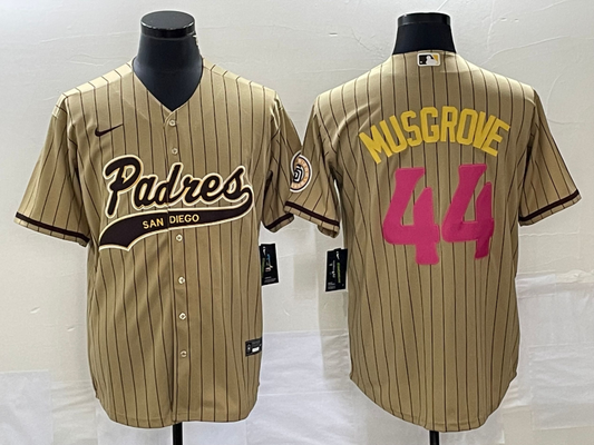 Men's San Diego Padres Joe Musgrove #44 Tan Replica Player Jersey1 Joint Edition
