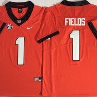 Men's Georgia Bulldogs Justin Fields #1 Red Player Game Jersey