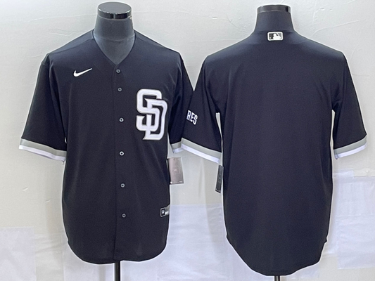 Men's San Diego Padres Black Replica Blank Jersey1