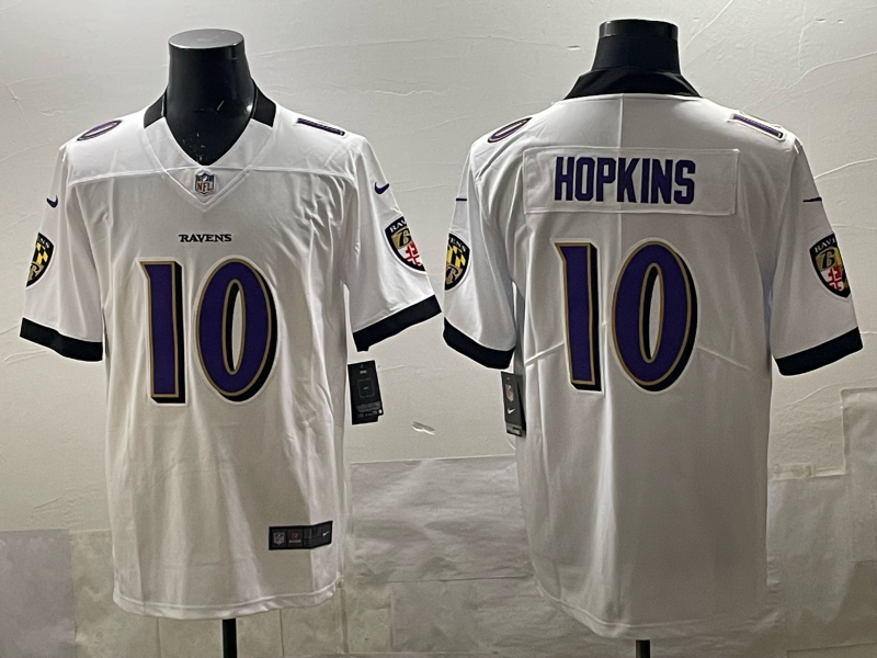 Men's Baltimore Ravens DeAndre Hopkins #10 White Player Game Jersey