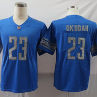 Men's Detroit Lions Jeff Okudah #23 Blue Player Game Jersey1
