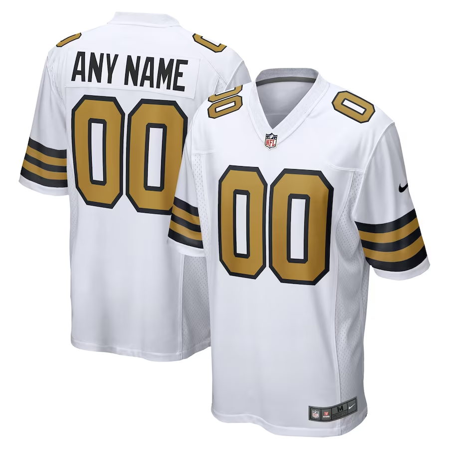 New Orleans Saints White Alternate Custom Jersey