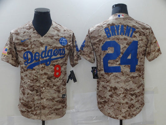 Men's Los Angeles Dodgers Kobe Bryant #8-24 Camouflage Replica Baseball Jersey1