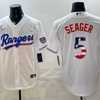 Men's Texas Rangers Corey Seager #5 White USA 250 Fourth of July Home Stadium Jersey