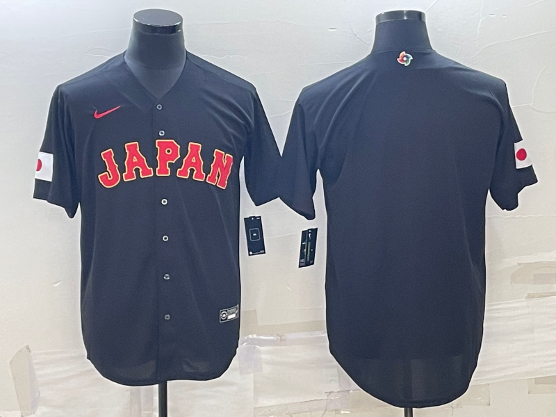 Men's 2023 World Baseball Classic Japan Black Blank Jersey1