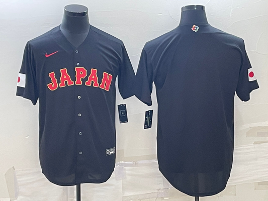 Men's 2023 World Baseball Classic Japan Black Blank Jersey1