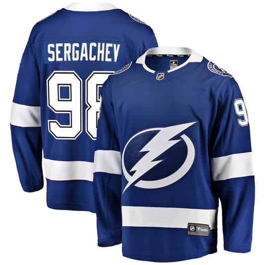 Men's Tampa Bay Lightning Mikhail Sergachev #98 Blue Home Breakaway Player Jersey1