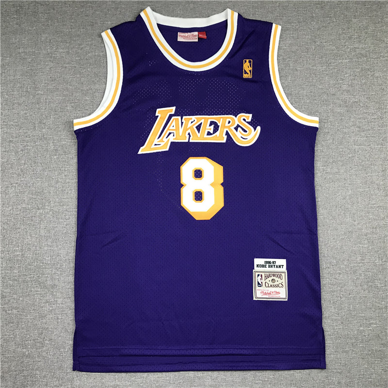 Men's Los Angeles Lakers Kobe Bryant 1996-97 Purple Hardwood Classics Authentic Jersey2